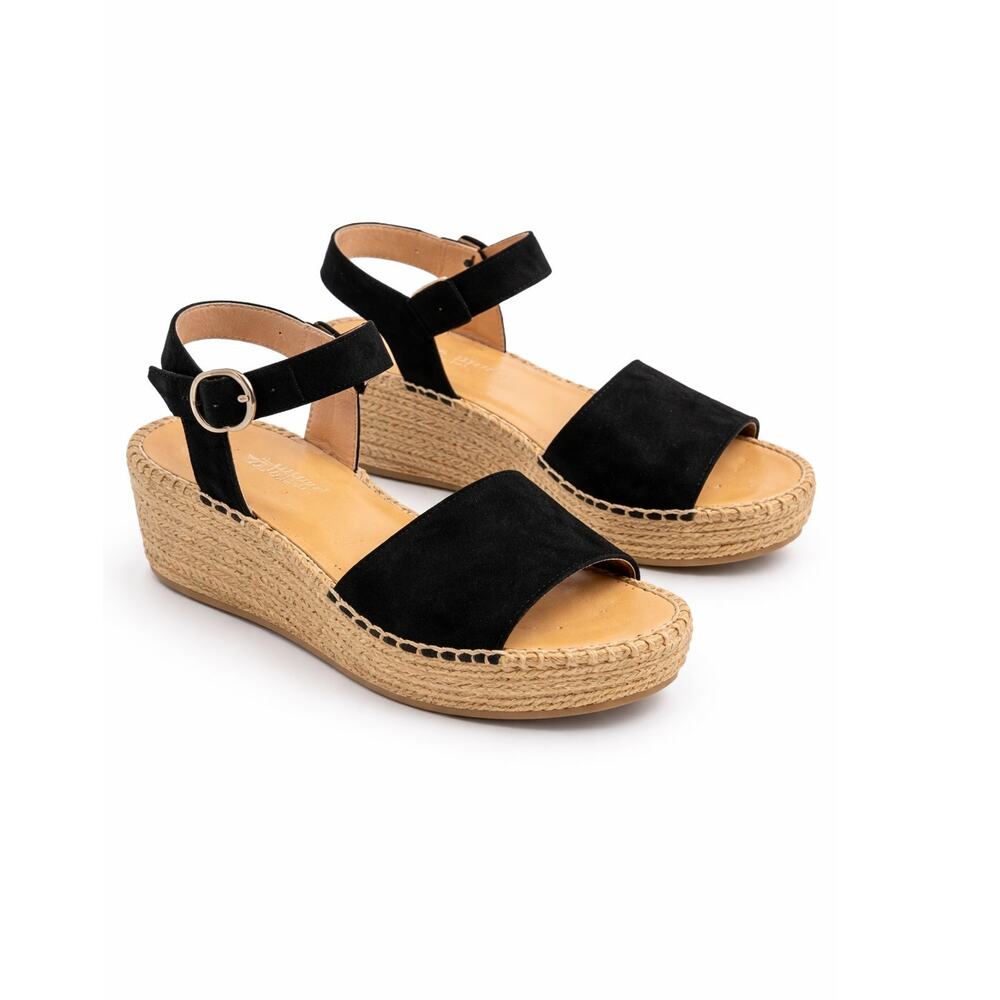 275 Central Maci Black Suede Espadrille Wedge Sandals EU 40 US 9